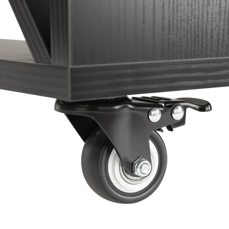 Modern Bar Table with 4-in-1 Extendable Pull-Out Table and Lockable Wheels, Kitchen Island with Adjustable Shelf, 82.5" L x 32.5" W x 28" H, Black