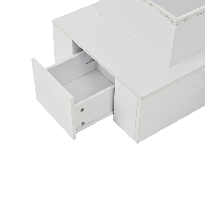 Sleek Lift-Top Coffee Table with Hydraulic Lift and App-Controlled LED Lighting, Versatile Center Table with Hidden Storage, 39.5" L x 19.5" W x 15.5" H, White