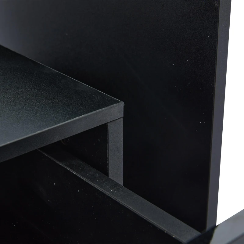 High-Gloss Coffee Table with App-Controlled RGB LED Strip, Spacious Center Table with Open Double-Layer Storage, 39.5" L x 19.5" W x 15.5" H, Black