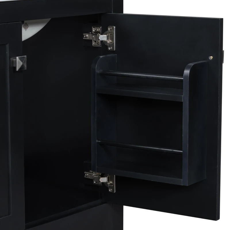 30" Bathroom Vanity with Single Undermount Sink, Cabinet with Soft-Close Doors and Versatile Storage, 30" L x 18.5" W x 34" H, Black+White