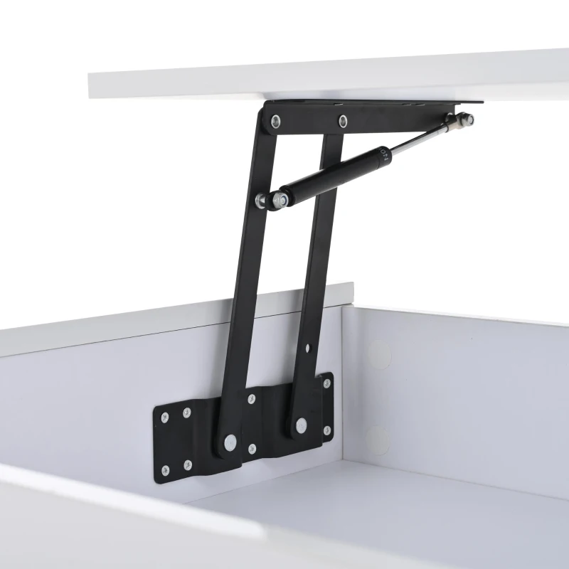 Height-Adjustable Coffee Table with App-Controlled RGB LED Lighting, Modern Center Table with Hidden Storage, 37.5" L x 19.5" W x 15.5" H, White