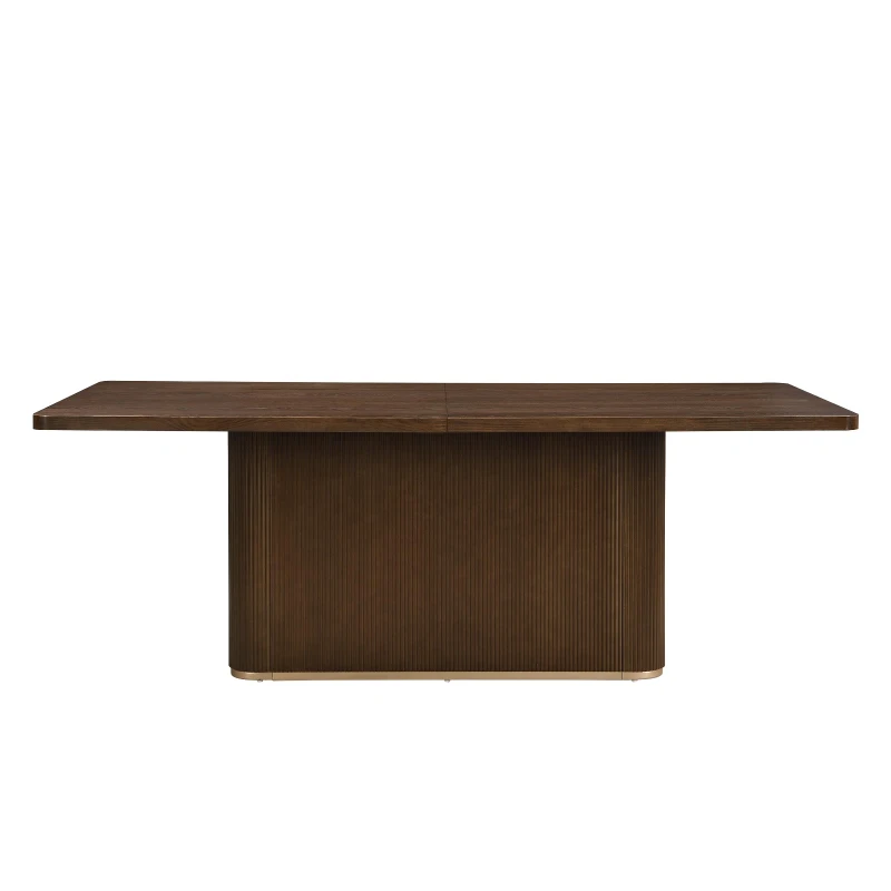 Rectangular Dining Table with Spacious Top and Sturdy Pillar Base, Walnut Kitchen Table for Dining or Office, 84'' L x 40'' W x 30'' H, Walnut