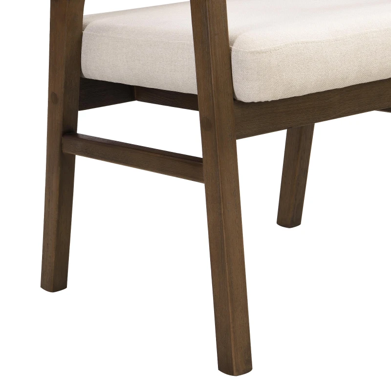 Wooden Frame Dining Chairs with Ergonomic Curved Backrest, Modern Dining Seating with Upholstered Seat, 22'' L x 24.5'' W x 33.5'' H, Beige+Walnut