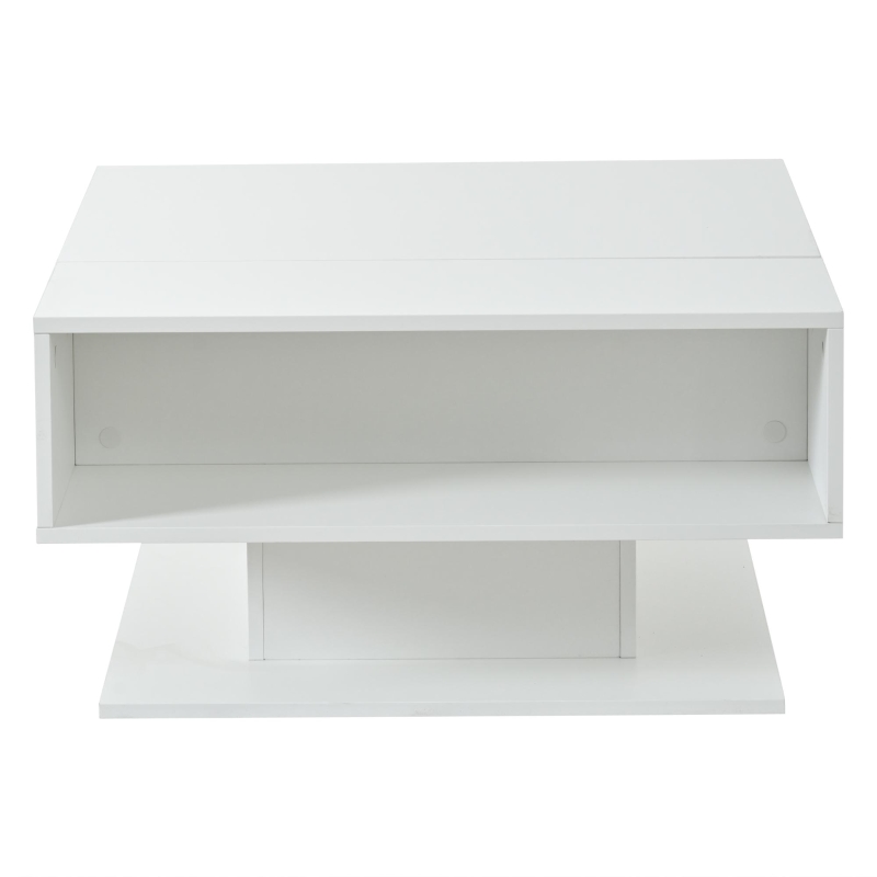 Hydraulic Lift Coffee Table with App-Controlled LED Lighting, Versatile Center Table with Hidden Storage, 29.5" L x 31.5" W x 21" H, White