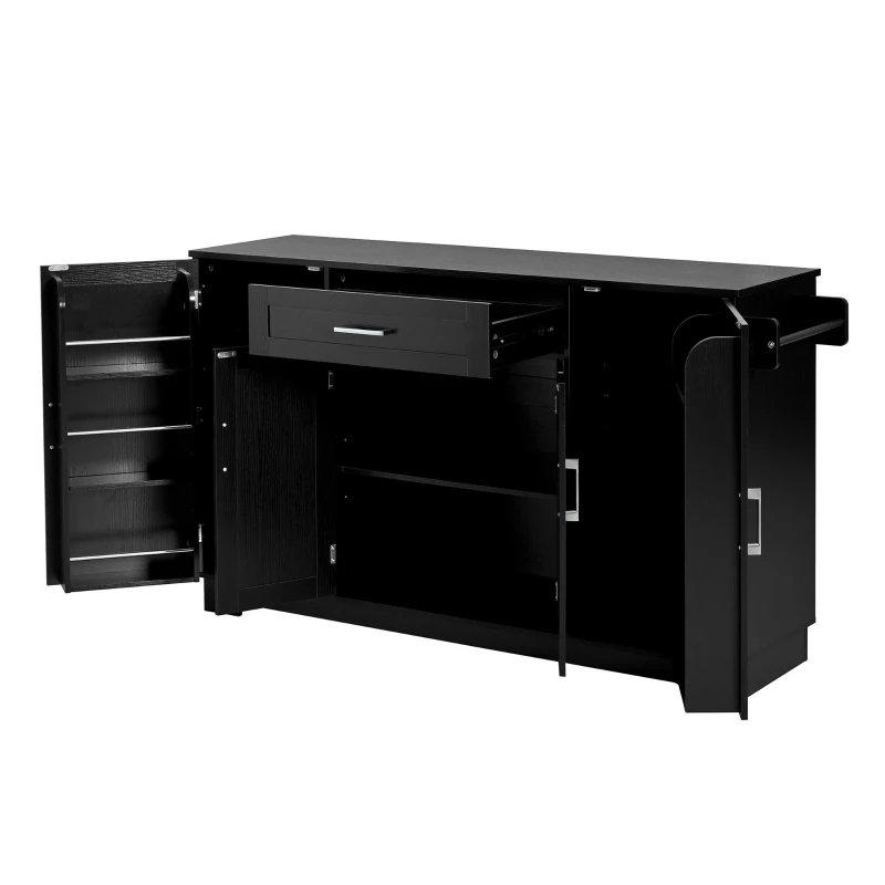 Practical Buffet Cabinet with 4 Doors and 1 Drawer, Spacious Sideboard with Adjustable Shelves, 54.5" L x 15.5" W x 33" H, Black