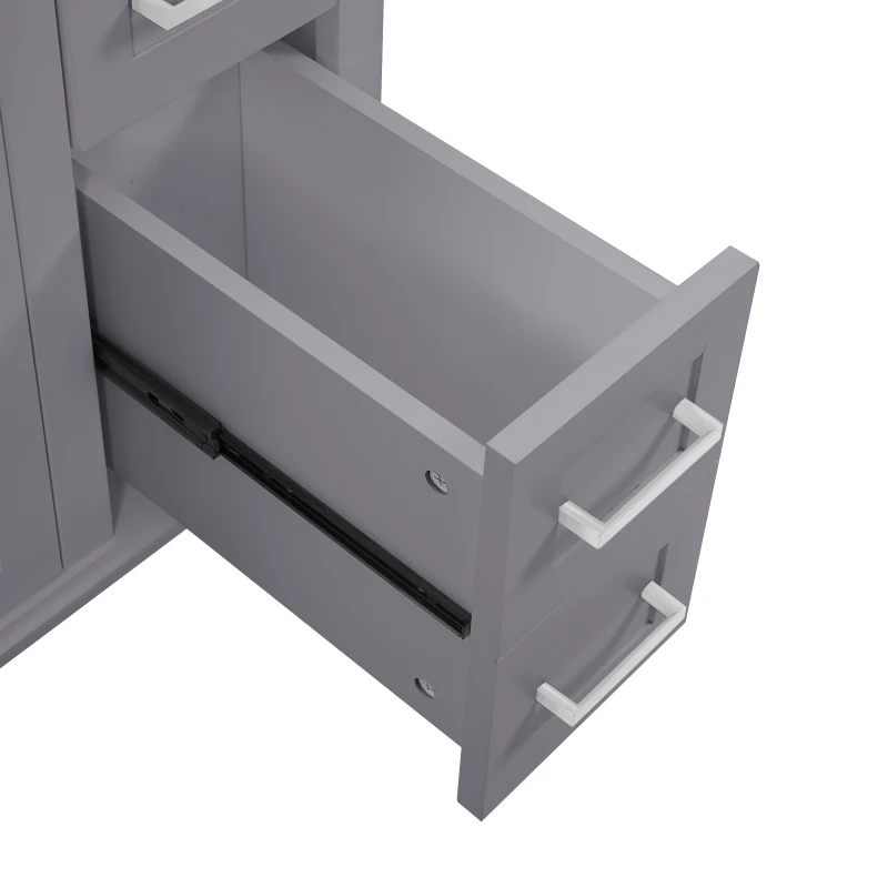 Free-Standing Bathroom Vanity with Ceramic Undermount/Drop-In Sink, Modern Storage Cabinet for Small Condos, 30'' L x 18'' W x 34'' H, Grey