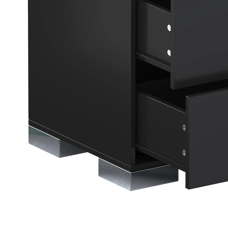 Elegant Black Nightstand with 2 Smooth-Glide Drawers, Durable Beside Table for Bedroom & Compact Apartments, 23.5'' L x 15.5'' W x 21.5'' H, Black