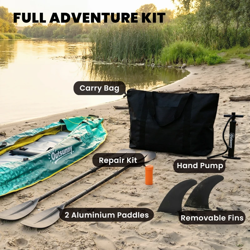 Outsunny 12'6"x37" Inflatable Paddle Board, 506lbs Wide Blow Up Kayak with 2 Aluminum Paddles, Seats and Fins, Yellow and Grey