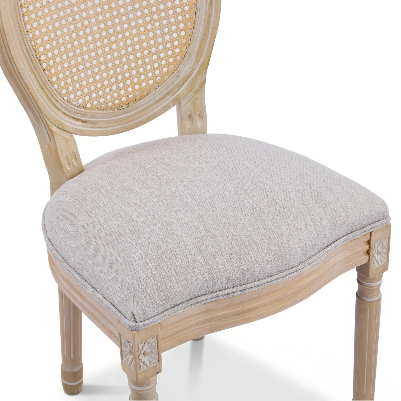 French Country-Inspired Dining Chair Set for 2 with Plush Upholstered Seats, Elegant Side Chair Set with Fluted Legs, 19" L x 22.5" W x 38" H, Beige