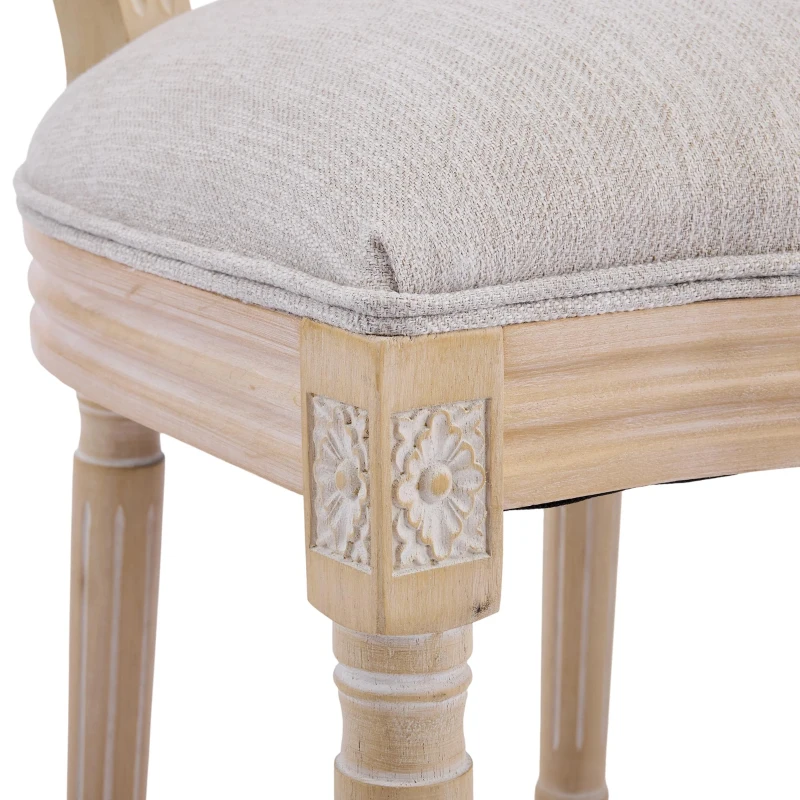 French Country-Inspired Dining Chair Set for 2 with Plush Upholstered Seats, Elegant Side Chair Set with Fluted Legs, 19" L x 22.5" W x 38" H, Beige