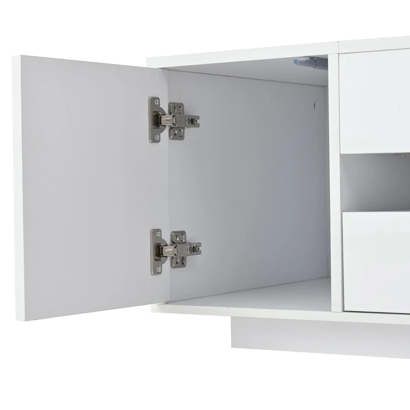 Height-Adjustable Coffee Table with App-Controlled RGB LED Lighting, Modern Center Table with Hidden Storage, 37.5" L x 19.5" W x 15.5" H, White