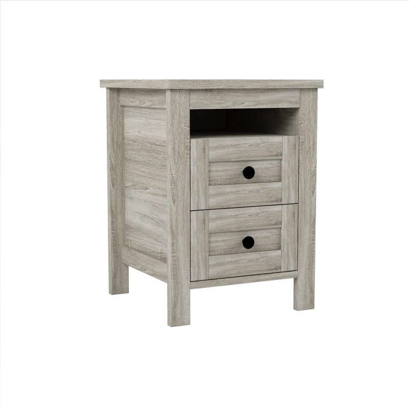 3-Piece Queen Bedroom Set with Sliding Door Storage Headboard, Rustic Platform Bed Set with Built-In Socket, 88.5'' L X 62.5'' W X 40.5" H, Antique Gray