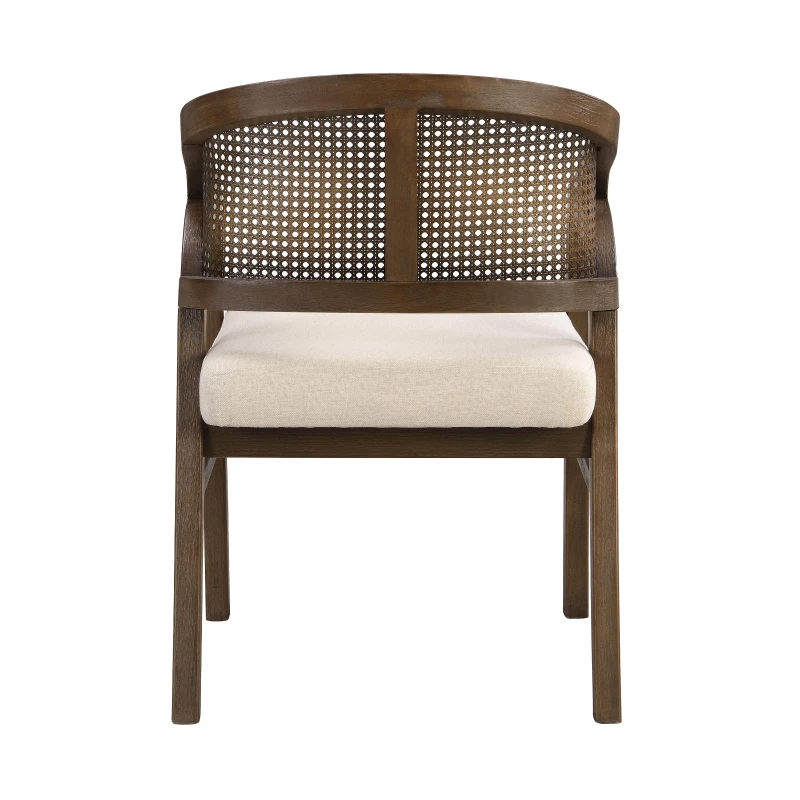 Wooden Frame Dining Chairs with Ergonomic Curved Backrest, Modern Dining Seating with Upholstered Seat, 22'' L x 24.5'' W x 33.5'' H, Beige+Walnut