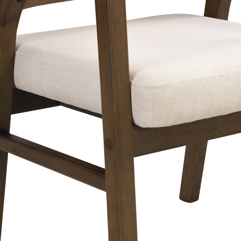 Wooden Frame Dining Chairs with Ergonomic Curved Backrest, Modern Dining Seating with Upholstered Seat, 22'' L x 24.5'' W x 33.5'' H, Beige+Walnut