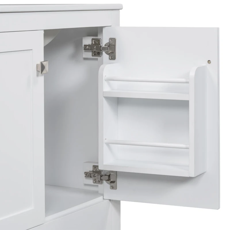 30" Bathroom Vanity with Single Sink, Solid Wood Frame, Multifunctional Storage Cabinet with Soft-Close Doors, 30" L x 18.5" W x 34" H, White