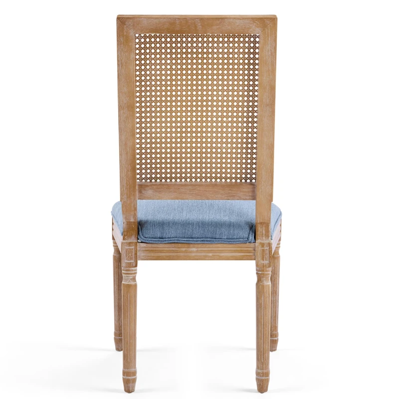 Set of 2 Dining Chairs with Eco-Friendly Rubberwood Frame, Upholstered Dining Seating with Slender Fluted Legs, 20'' L x 22'' W x 39.5'' H, Blue