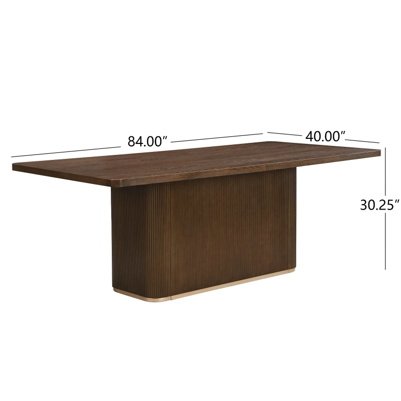 Rectangular Dining Table with Spacious Top and Sturdy Pillar Base, Walnut Kitchen Table for Dining or Office, 84'' L x 40'' W x 30'' H, Walnut