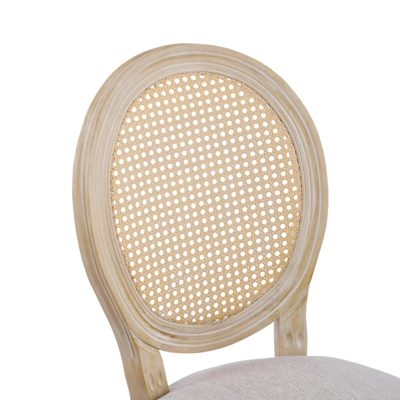 French Country-Inspired Dining Chair Set for 2 with Plush Upholstered Seats, Elegant Side Chair Set with Fluted Legs, 19" L x 22.5" W x 38" H, Beige