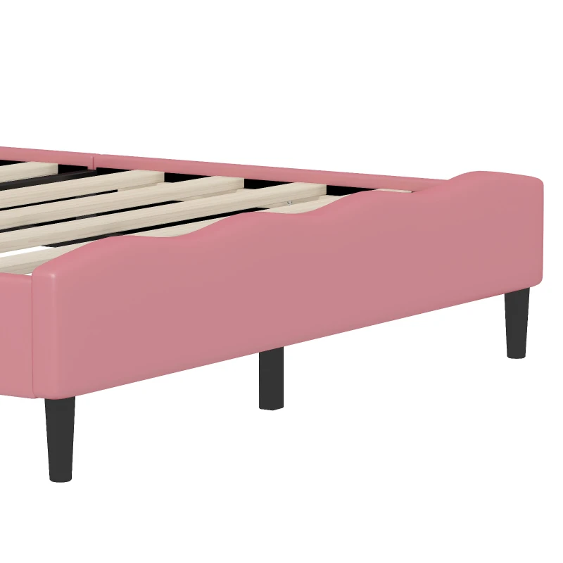 Full Size Princess Platform Bed with Crown-Tufted Headboard, Sturdy Bed Frame for Kid-Friendly Bedrooms, 77.5'' L x 56'' W x 48.5'' H, Pink