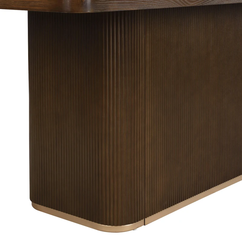 Rectangular Dining Table with Spacious Top and Sturdy Pillar Base, Walnut Kitchen Table for Dining or Office, 84'' L x 40'' W x 30'' H, Walnut