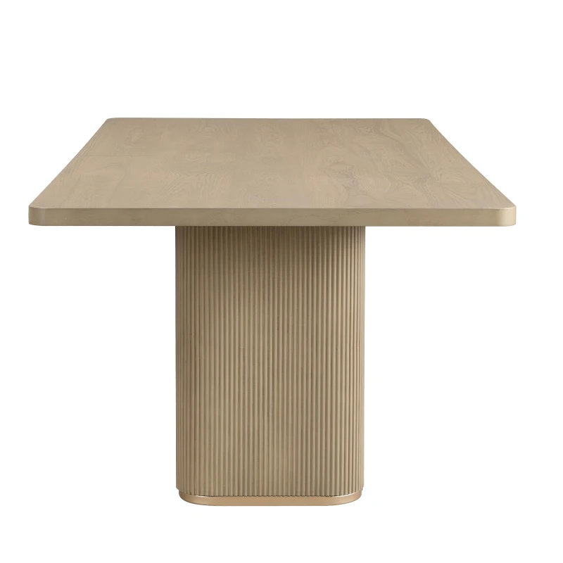 Rectangular Dining Table with Sturdy Rectangular Pillar Base, Natural Finish Kitchen Table for Versatile Kitchen, 84'' L x 40'' W x 30'' H, Natural