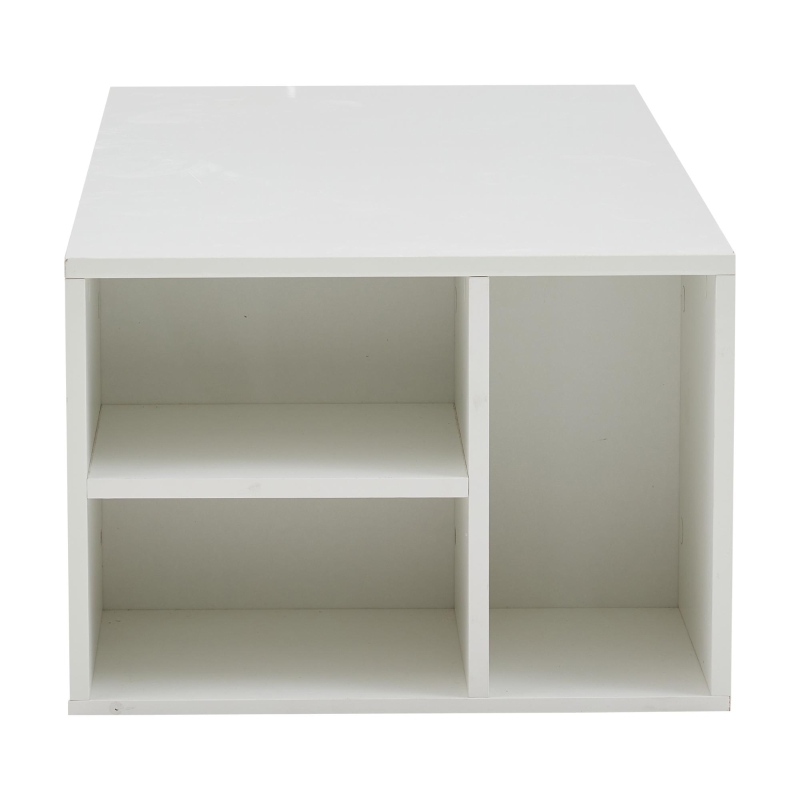 High-Gloss LED Coffee Table with App-Controlled Colour Light Strip, Functional Center Table with Open Storage, 39.5" L x 19.5" W x 13.5" H, White