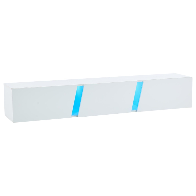 Wall-Mounted TV Stand with App-Controlled LED, Space-Saving TV Cabinet with Translucent Acrylic Panel, 65" L x 13.5" W x 12" H, White