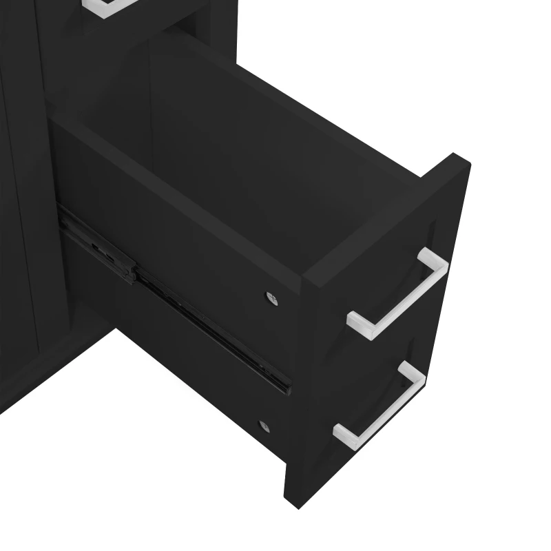 Free-Standing Bathroom Vanity with Ceramic Undermount/Drop-In Sink, Modern Storage Cabinet for Small Condos, 30'' L x 18'' W x 34'' H, Black