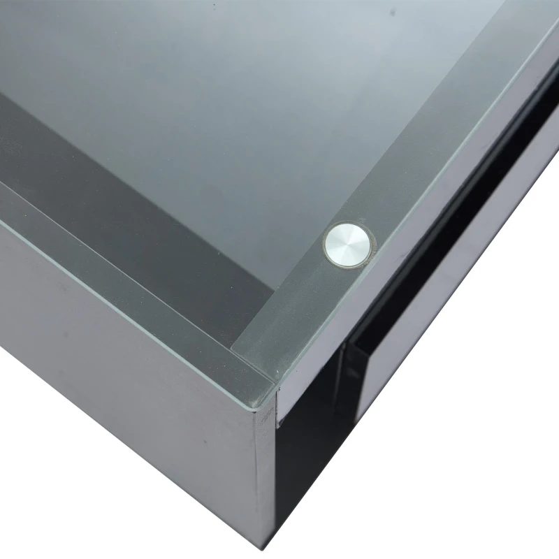 High-Gloss Coffee Table with App-Controlled RGB LED Strip, Spacious Center Table with Open Double-Layer Storage, 39.5" L x 19.5" W x 15.5" H, Black