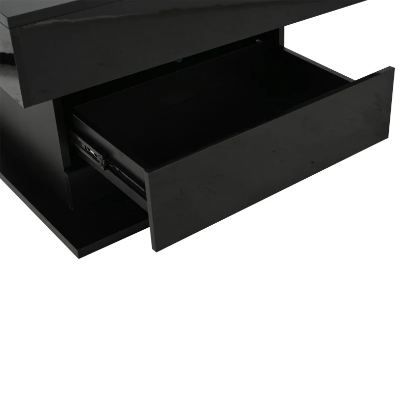 360° Rotating Lift-Top Coffee Table with Height-Adjustable Square Top, Modern Center Table with Hidden Storage, 27.5" L x 27.5" W x 17.5" H, Black