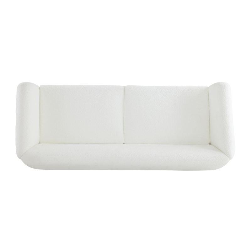 Bouclé Sherpa Sofa with Removable Seat Cushions and Sinuous Spring Support, Oversized Lounge Couch with Wedge Feet, 82.5'' L x 32'' W x 27'' H, Beige