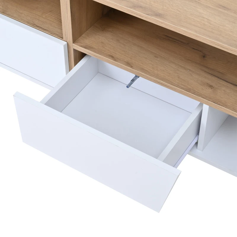 Stylish TV Cabinet with App-Controlled LED Lighting and High-Gloss Front, Freestanding TV Stand with 2 Drawers, 65" L x 15.5" W x 17.5" H, White