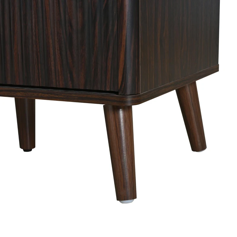 High Bar Cabinet with Smart LED Lighting (App & Music-Sync), Spacious Storage Cabinet with 9-Bottle Wine Rack, 42" L x 12" W x 72" H, Walnut