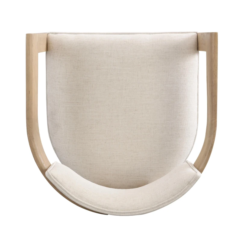Set of 2 Dining Chairs with Armrests and Rubber Wood Frame, Wooden Dining Seating with Low-Maintenance Fabric, 22.5'' L x 23.5'' W x 31'' H, Beige