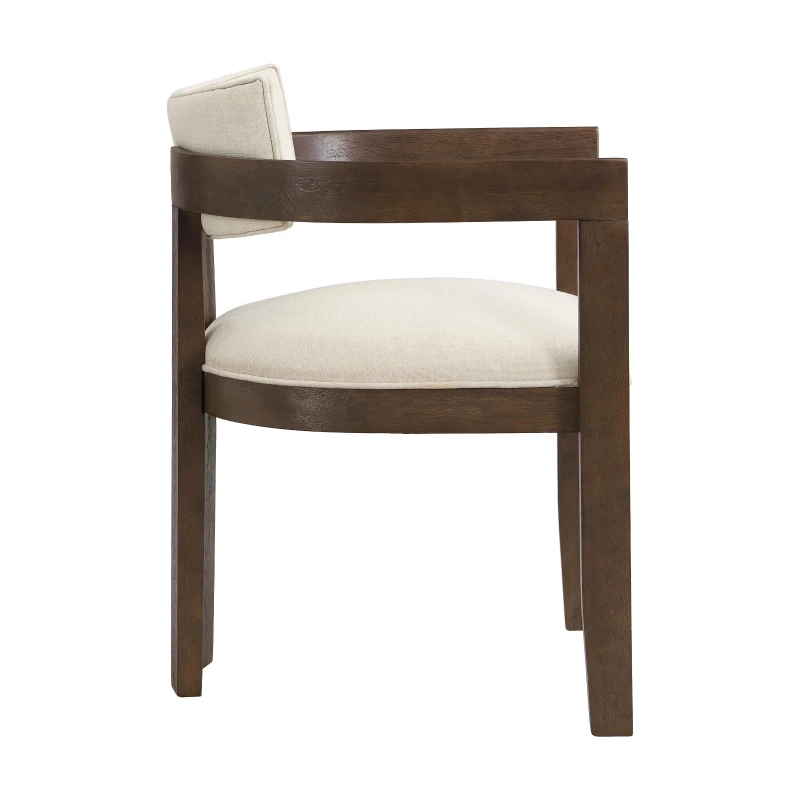 Set of 2 Dining Chairs with Armrests and Rubber Wood Frame, Walnut Dining Seating with Polyester Upholstery, 22.5'' L x 23.5'' W x 31'' H, Walnut