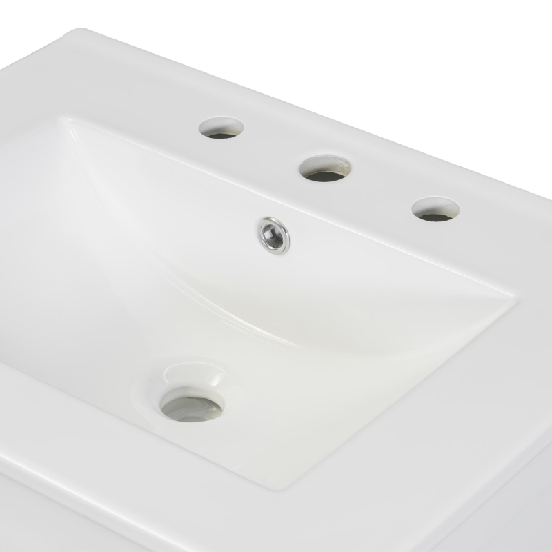 Modern Bathroom Vanity with 4 Doors, 2 Drawers and Adjustable Shelf, Freestanding Cabinet with Ceramic Sink, 48.5'' L x 18.5'' W x 34'' H, White