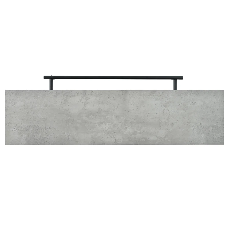 3-In-1 Dining Table with Marble-Grain MDF Top, Space-Saving Bar Table with Metal Footrest, 63" L x 15.5" W x 41" H, Brown