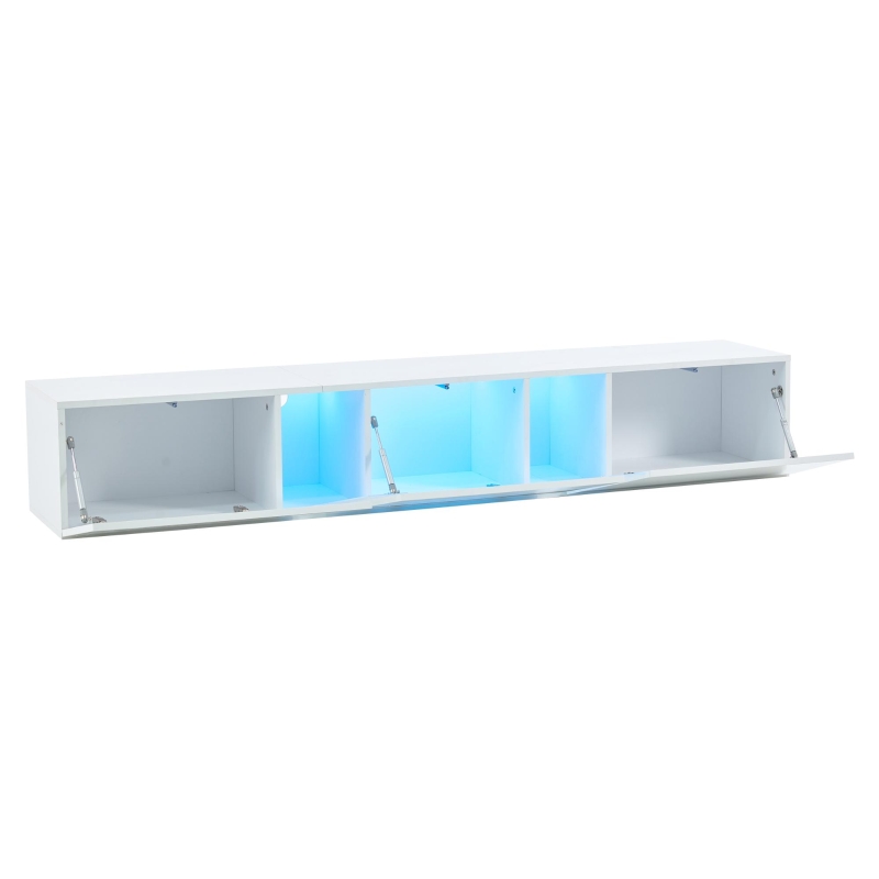 Wall-Mounted TV Stand with App-Controlled LED, Space-Saving TV Cabinet with Translucent Acrylic Panel, 65" L x 13.5" W x 12" H, White