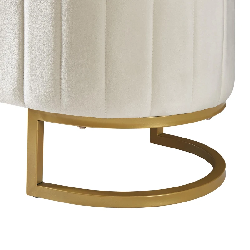 Upholstered Velvet Storage Ottoman Bench with Metal Legs, Button-Tufted Storage Bench with MDF Frame, 47'' L x 15.5'' W x 16.5'' H, Beige