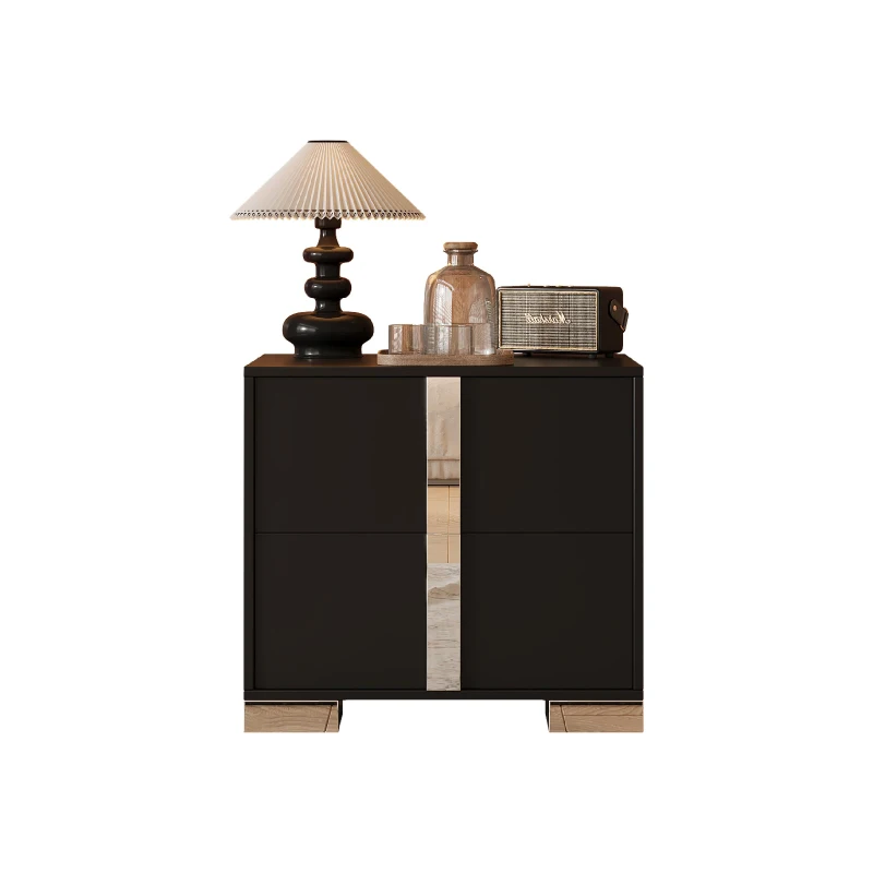 Elegant Black Nightstand with 2 Smooth-Glide Drawers, Durable Beside Table for Bedroom & Compact Apartments, 23.5'' L x 15.5'' W x 21.5'' H, Black