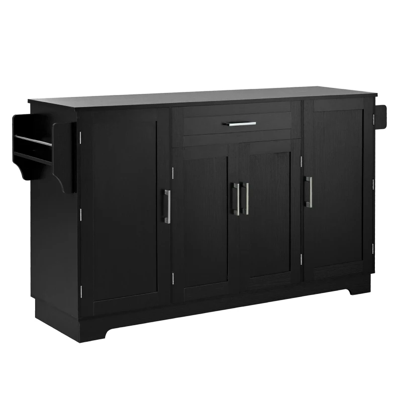 Practical Buffet Cabinet with 4 Doors and 1 Drawer, Spacious Sideboard with Adjustable Shelves, 54.5" L x 15.5" W x 33" H, Black