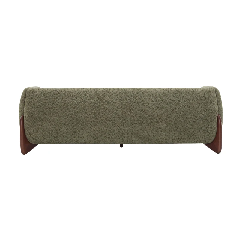 Plush Oversized Lounge Sofa with Removable Seat Cushions, Bouclé Sherpa Sofa with Wedge Feet, 82.5'' L x 32'' W x 27'' H, Olive Green