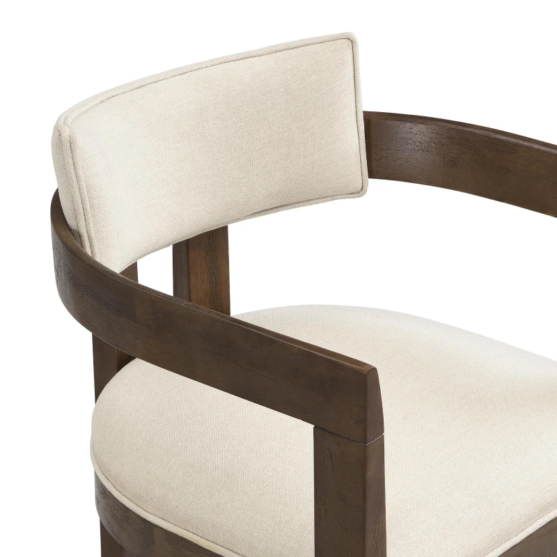 Set of 2 Dining Chairs with Armrests and Rubber Wood Frame, Walnut Dining Seating with Polyester Upholstery, 22.5'' L x 23.5'' W x 31'' H, Walnut