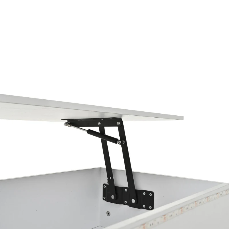 Sleek Lift-Top Coffee Table with Hydraulic Lift and App-Controlled LED Lighting, Versatile Center Table with Hidden Storage, 39.5" L x 19.5" W x 15.5" H, White