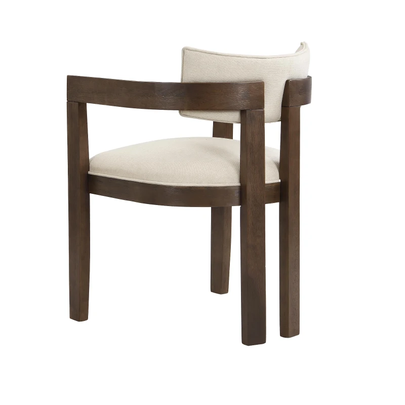 Set of 2 Dining Chairs with Armrests and Rubber Wood Frame, Walnut Dining Seating with Polyester Upholstery, 22.5'' L x 23.5'' W x 31'' H, Walnut