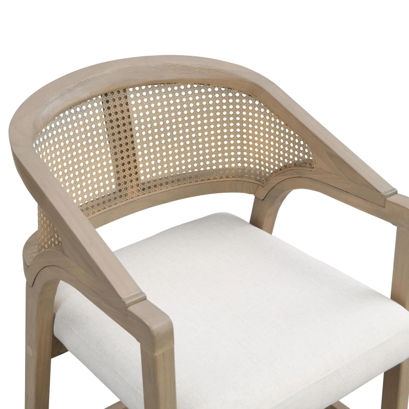 Set of 2 Wooden Counter Stools with Woven Rattan Back, Kitchen Island Stools for Contemporary Kitchens, 22'' L x 24.5'' W x 38'' H, Beige+Natural Ash