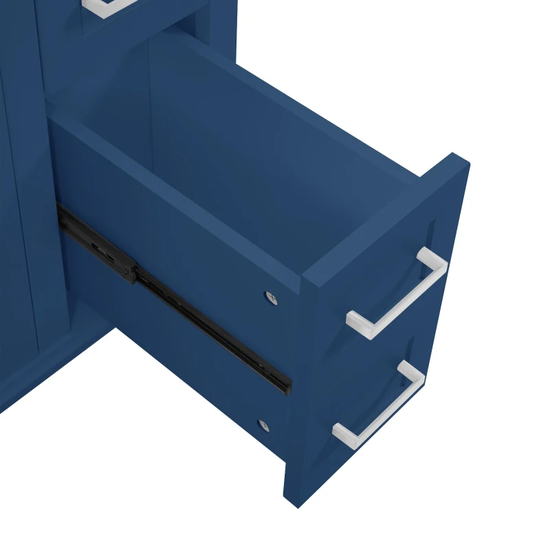 Free-Standing Bathroom Vanity with Ceramic Undermount/Drop-In Sink, Modern Storage Cabinet for Small Condos, 30'' L x 18'' W x 34'' H, Navy Blue
