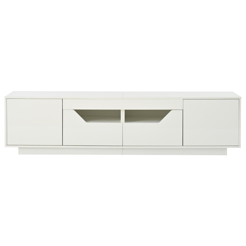 Stylish TV Stand with High-Gloss Push-to-Open Doors, Spacious TV Cabinet with App-Controlled LED Strip, 65" L x 15.5" W x 17.5" H, White