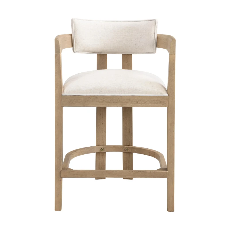 Counter-Height Bar Stools with Curved Solid Wood Backrest, Modern Counter Stools with Rubberwood Frame, 22.5'' L x 24'' W x 36'' H, Beige+Natural Ash