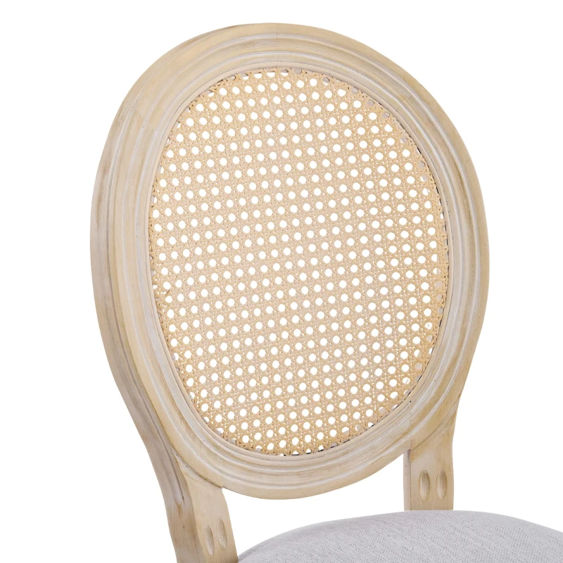 French Country-Inspired Dining Chair Set for 2 with Plush Upholstered Seats, Elegant Side Chair Set with Fluted Legs, 19" L x 22.5" W x 38" H, Light Grey